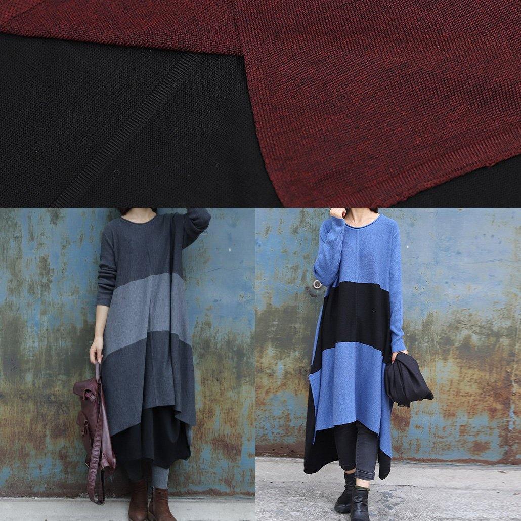 レディース クリスマス サイドオープン（スリット） ニットワンピース 前後差デザイン（ロー・ハイ） レタープリント／クォーツ柄 レッド デイリー セーターワンピース