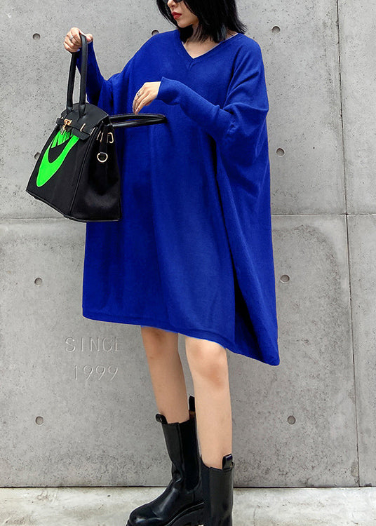 フレンチ風 グリーン Vネック パッチワーク カジュアル 秋 ニットワンピース