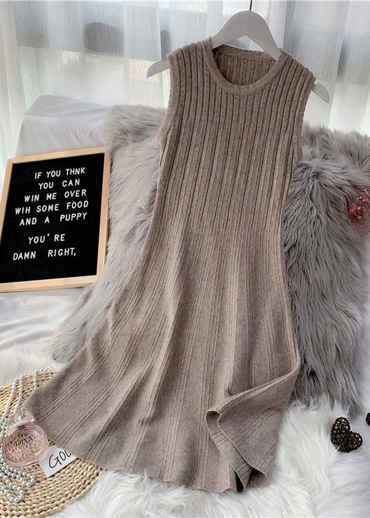 プルオーバー レッド セーター スウェータ―ウェザー DIY風 Oネック ノースリーブ ユニーク 秋 ニットワンピース